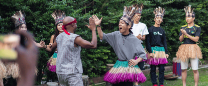 A Japanese participant joins in with cultural dance and celebrations in Tanzania
